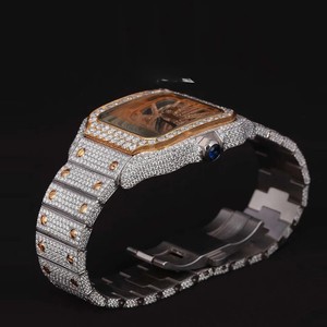 Montre intelligente de luxe pour homme avec cadran blanc, bracelet neuf, haute qualité, diamant Moissanite VVS, dernière montre en quartz entièrement sertie, or jaune, tendance - Product Image 6