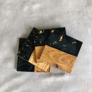 Posavasos de resina y madera con lámina dorada, diseño de lujo, superventas - color personalizado aquí - Product Image 1