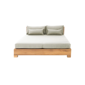 Lit de jour double extérieur moderne de luxe Chaise longue en bois de teck durable avec coussin pour hôtels, villas et appartements - Product Image 2