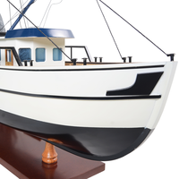 B044 - Modèle de bateau à crevettes en bois fait main, navire de pêche en cèdre, décoration nautique antique, autoportant, peint sur mesure, Vietnam