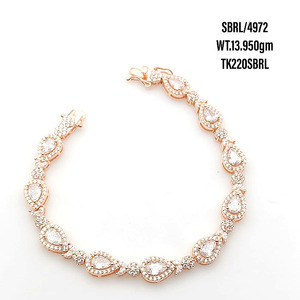 สร้อยข้อมือเทนนิส925เงินสเตอร์ลิงประดับเพชรสวิสชุบทองลายกุหลาบของขวัญสำหรับเธอ - Product Image 1