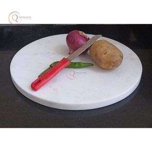 Gran oferta, tabla de cortar de mármol blanco redonda elegante, vajilla de cocina decorativa Natural hecha a mano, bloques de cortar en buena venta - Product Image 4