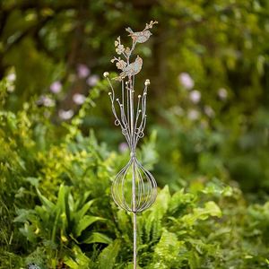 Metal garden floral design stakes perfect for guiding garden layout with floral motifs <b>arranged</b> across <b>outdoor</b> living spaces - Product Image 6