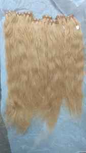Extensions de cheveux humains de Temple Remy vierges indiens bruts de qualité blonde de haute qualité du sud de l'Inde couleur claire blanchie - Product Image 3
