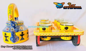 Tetera de aluminio pintada a mano para decoración, tetera colgante Multicolor tradicional de Jaipuri - Product Image 2