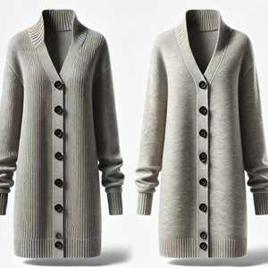 Suéter Cárdigan con Cuello en V para Mujer, Talla Grande, Marca FISLEY INTERNATIONAL, Botones Cubiertos, Estilo Largo, Mezcla de Poliéster/Algodón, Informal - Product Image 1