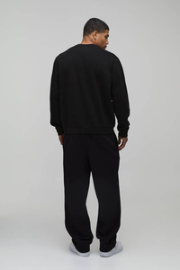 Sudadera con Capucha de Invierno para Hombre, a la Moda, Mangas Regulares, Cuello Redondo, 100% Algodón, Teñido Liso, Ecológico, Negro Oscuro - Product Image 5