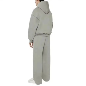 Custom Drop Shoulder Hombres Chándal Baggy Jogger Trajes de sudor en blanco Jogging Heavyweight Sudadera con capucha y pantalones de chándal Set - Product Image 3