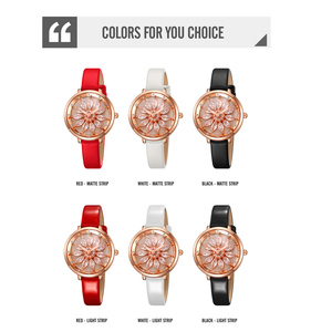 Reloj de Cuarzo SKMEI 2268 para Mujer, Elegante, con Caja de Aleación de Zinc en Oro Rosa y Esfera Giratoria con Piedras - Product Image 5