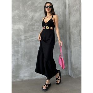 Vestido Elegante Negro Estilo Bustier de Lino para Mujer, Marca Topshow, Venta al Por Mayor, para Verano y Uso Casual, Disponible en Tallas S-XL - Product Image 2