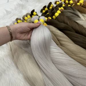 COULEUR BLONDE BLANCHE QUALITÉ SUPÉRIEURE EXTENSIONS DE CHEVEUX HUMAINS RUSSES ÉPAIS ET PLEINS SLAVES STANDARD POUR DONNEUR UNIQUE D'EUROPE - Product Image 1