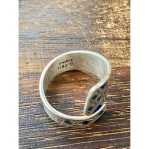 Raymond Begay 10th Size <b>Adjustable</b> Opal & Sterling Silver <b>Ring</b> Rose Gold Plated Invisible Setting 18K Inlay Perfect Gift for Her - Product Image 5