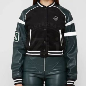 Veste de baseball en satin personnalisable pour hommes, collège, printemps, manches brodées, style hip-hop pour femmes, col montant grande taille, OEM - Product Image 1