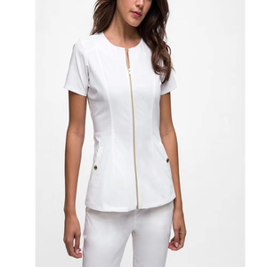 Conjuntos de Uniformes Médicos de Manga Corta con Cuello Redondo en Color Blanco, Uniformes de Enfermera para Hospital, Servicio OEM - Product Image 6