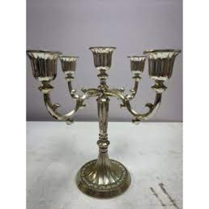 Candelabro de Metal de diseño elegante, acabado pulido brillante plateado, diseño hecho a mano, centro de mesa de boda, comedor decorativo - Product Image 6