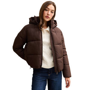Chaqueta acolchada transpirable a prueba de viento impermeable de poliéster 100% ecológica para mujer, mangas con cuello desmontable para Otoño/Invierno - Product Image 2