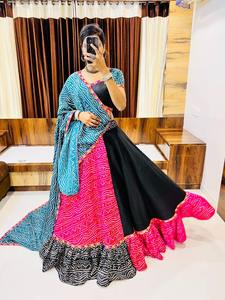Festival Wear couleur incroyable pur coton Lehenga Choli avec Dupatta avec impression et fournisseur de travail de dentelle Gamthi de l'Inde - Product Image 3