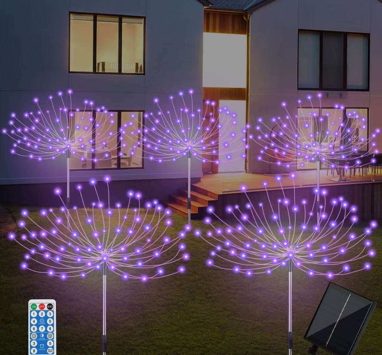 Lámpara púrpura-5 con un panel solar