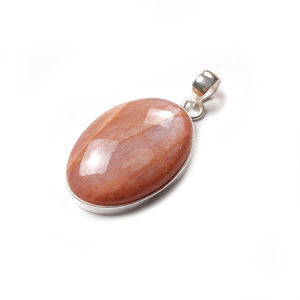 Colgante Ovalado de Piedra Solar Boho Hecho a Mano - Joyería de Plata de Ley 925 con Piedras Preciosas al por Mayor - Product Image 2