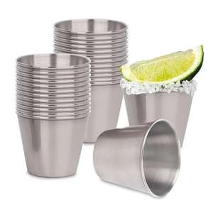 Verres à shot en acier inoxydable de 24 pièces, capacité de 50 ml, logo personnalisable pour les hôtels, les bars, les verres à whisky gravés - Product Image 1