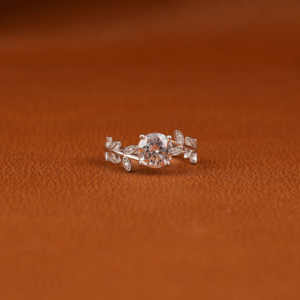 Anillo de propuesta de diseño Floral de moda para mujer, 14 quilates con oro sólido de corte redondo, anillo Unisex certificado IGI de diamante cultivado en laboratorio elegante - Product Image 1