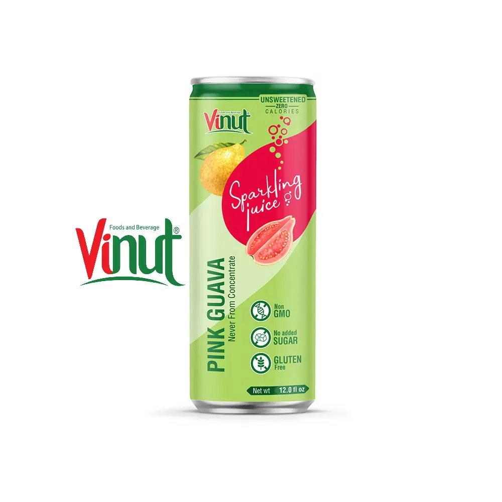 12 floz VINUT non sucré rose goyave eau pétillante boisson de marque privée sans sucre ajouté vente en gros ODM OEM