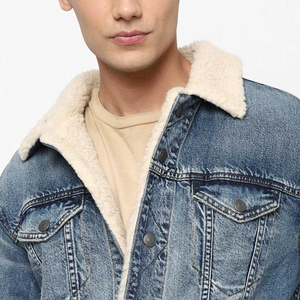 Nouvelle mode Vente en gros Veste en jean unie pour hommes avec doublure en sherpa Vente en gros Vestes en jean de qualité supérieure pour la vente en ligne - Product Image 6