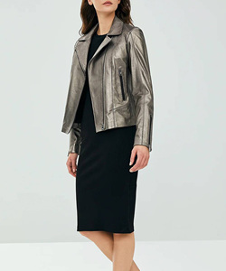 เสื้อเบลเซอร์หนังงูสำหรับผู้หญิงซิปขนเฟอร์สีคอนยัคแบบใหม่สำหรับฤดูใบไม้ผลิฤดูใบไม้ร่วง2025 - Product Image 3