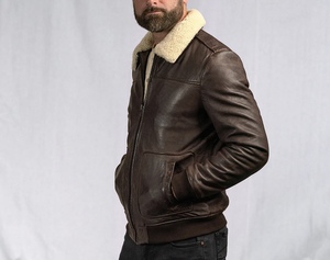 Chaqueta de cuero para hombre de diseño superior 100% de alta calidad con Cuello de piel de manga completa a precio razonable diseño personalizado disponible - Product Image 3