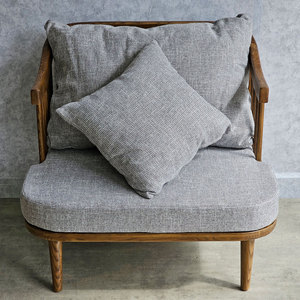 Sillón Individual GSD68090 de Madera de Fresno 80x70x73cm con Cojín de Cuero Cómodo para Oficina en Casa - Product Image 4