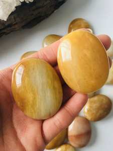 Pierres de paume en aventurine jaune naturelle, vente en gros, polies, de haute qualité, Feng Shui, pierre de paume ovale de guérison - Product Image 2