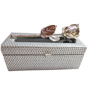 Rose naturelle 24 carats avec boîte grise plaquée argent étincelante parfaite pour cadeau d'anniversaire hommes femmes fille et garçon cadeaux de Saint-Valentin article - Product Image 1