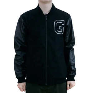 Chaqueta de béisbol de tela polar de poliéster a precio de fábrica para hombre, chaqueta con logotipo personalizable, chaqueta de béisbol Vintage juvenil para hombre - Product Image 4