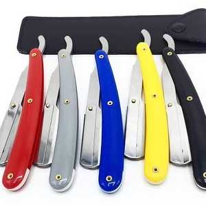 Maquinilla de afeitar recta 2023 de alta calidad, maquinillas de afeitar plateadas de acero inoxidable, maquinilla de afeitar plegable profesional para peluquero - Product Image 3