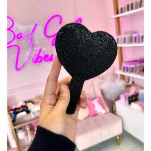 <b>Lighted</b> Double-Sided <b>Vanity</b> <b>Mirror</b> with Foldable Handle Rose-Shaped PU Frame - Product Image 2