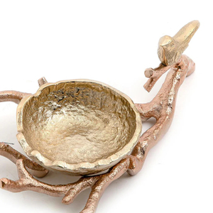 Elegante juego de cuencos dobles para Chocolate, diseño de árbol Floral dorado, contenedor de dulces de Metal hecho a mano para decoración del hogar de lujo - Product Image 6