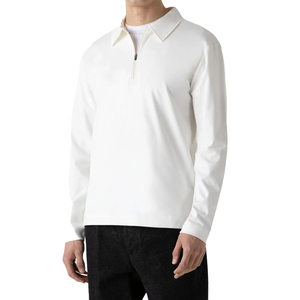 Wholesale Premium Heavyweight Half-Zip Men's Long-Sleeve <b>for</b> Shirt Self Collar Soft Durable Brushed Cotton Knit Customizable - Product Image 1