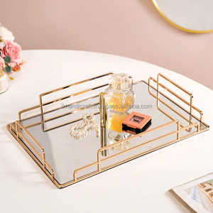 Bandeja de espejo decorativa Rectangular moderna de lujo personalizada de acero inoxidable hogar sala de estar comedor MESA DE BAÑO bandejas decorativas - Product Image 3