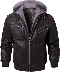 Chaqueta de cuero genuino de lona a prueba de viento de invierno para hombre superventas, tendencia superior, decoración de bolsillo de último estilo, precios al por mayor - Product Image 1