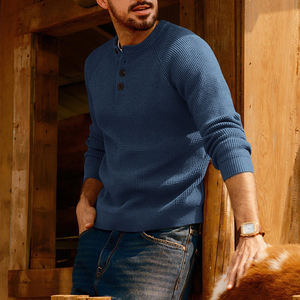 Meilleures ventes en gros Chandails d'hiver à manches longues pour hommes en tricot Nouvelle mode de chandails pour hommes en vente de couleur unie personnalisés - Product Image 2