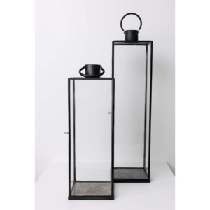 European Style <b>Large</b> Toughened Glass <b>Candle</b> Holder Black Metal Frame Silver Wedding Christmas <b>Lantern</b> Wood Home Decoration - Product Image 1