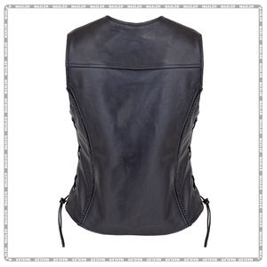 Nouvelle mode gilet en cuir de vachette pour femmes gilet de motard de moto gilet de motard en cuir de haute qualité pour femmes - Product Image 2