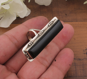 Bague longue rectangulaire en argent sterling 925 pour femme, sertie de turquoise, style bohème classique, délicate et élégante - Product Image 5