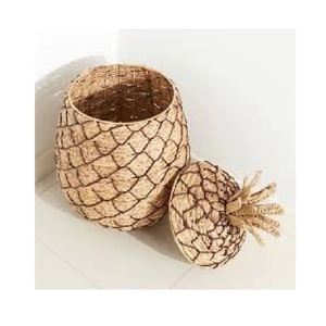 100% Natural Sustainable Pineapple Basket Flexible Water Hyacinth Modern High Quality <b>Storage</b> Household <b>Bin</b> Clothing <b>Storage</b> - Product Image 3