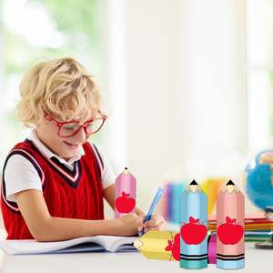 Crayon de couleur boîtes à friandises <span class=keywords><strong>avec</strong></span> étiquettes corde papier cadeau conteneur retour à l'école crayon bonbons boîtes classe fête d'anniversaire décor - Product Image 3