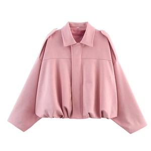 TFMLN femmes daim Bomber veste printemps nouvelle mode à manches longues fermeture éclair surdimensionné solide Bomber manteau Chic dame 2025 Streetwear - Product Image 4
