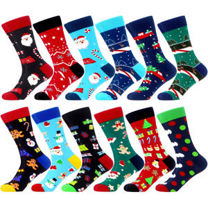 Chaussettes de Noël multicolores 2025 Vente en gros Chaussettes Crew pas chères Chaussettes en coton à motifs imprimés mignons pour hommes et femmes - Product Image 6