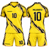 Seragam Sepak Bola Kustom Oranye untuk Pria, Kaos & Celana Pendek, Jersey Tim, Perlengkapan Olahraga Sublimasi, Seragam Performa