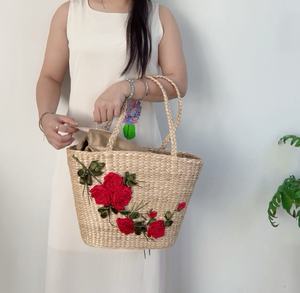 Jacinto de agua ecológico hecho a mano elegante flores Vintage bolso de mujer duradero cómodo abierto versátil dos hombros - Product Image 4