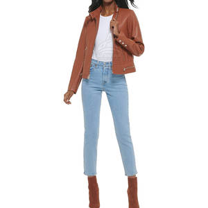 แจ็กเก็ตหนัง PU หนังแกะแบบบางสำหรับผู้หญิงระบายอากาศได้ดีดีไซน์ทันสมัย - Product Image 2